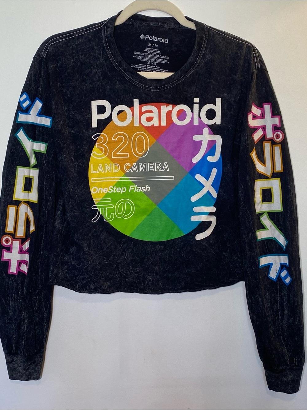 Women’s Medium Polaroid Crop Top T Shirt Long Sleeve Rainbow Graphic Photography - Picture 6 of 6